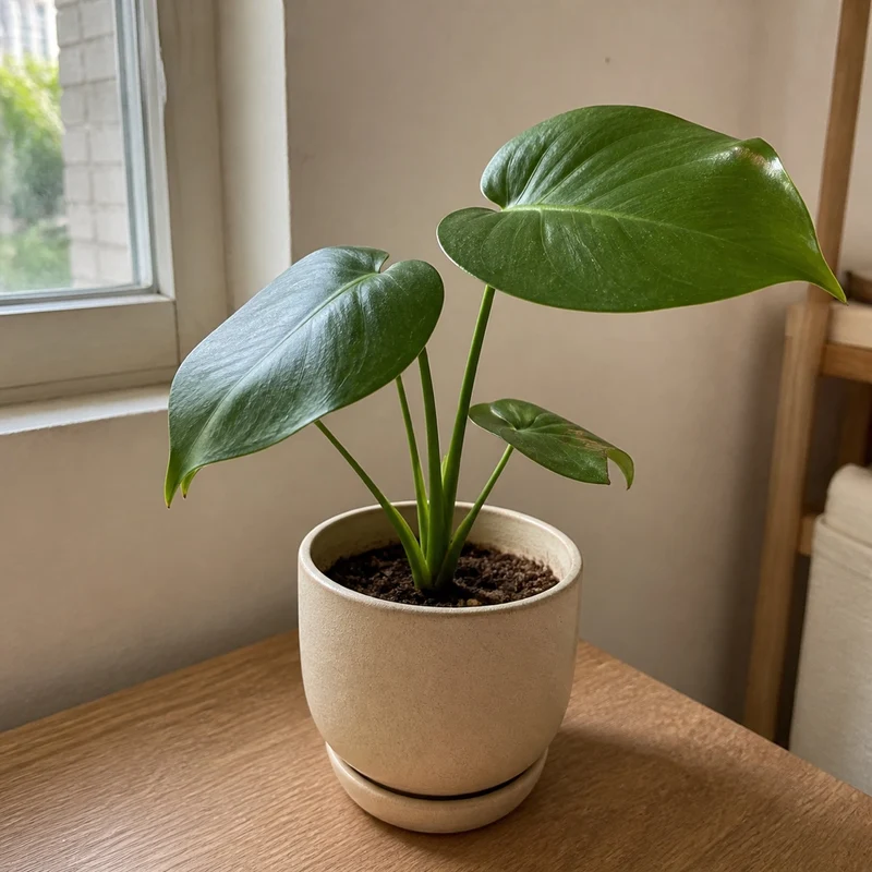 A young monstera at the beginning of its photo story